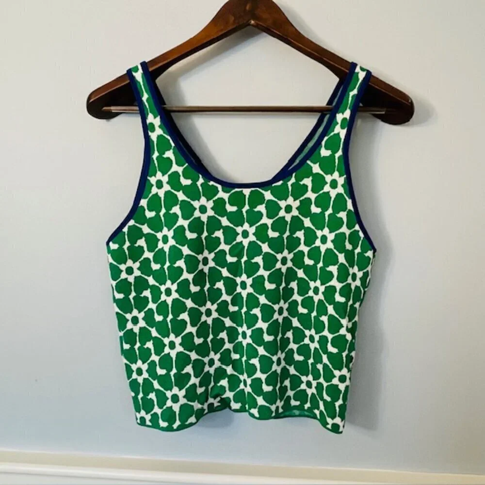 J. Crew Sweater Tank Floral Preppy Knit Jacquard Top NWT Large